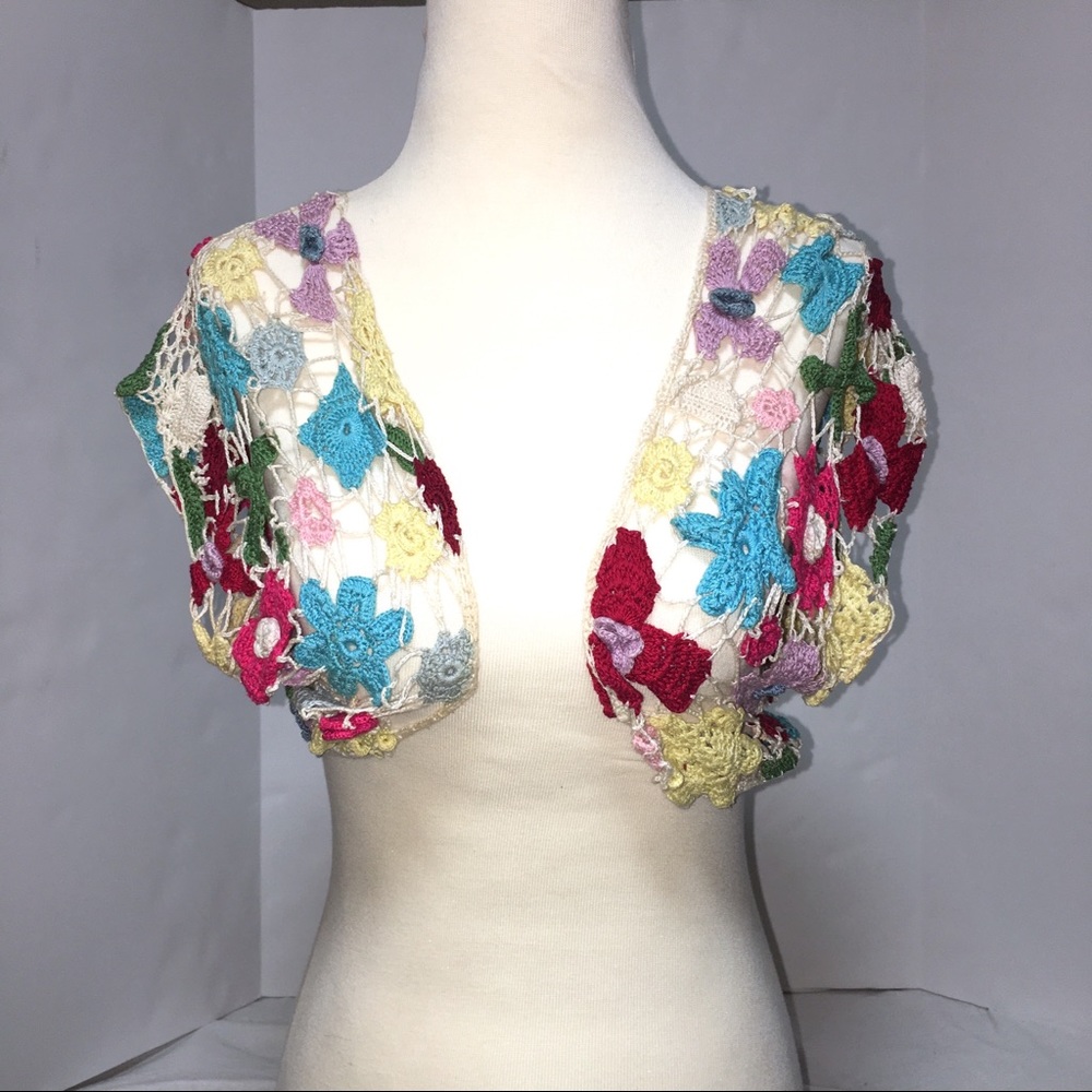 Free People Crochet Cotton Festival Shrug. Small. - Picture 1 of 8